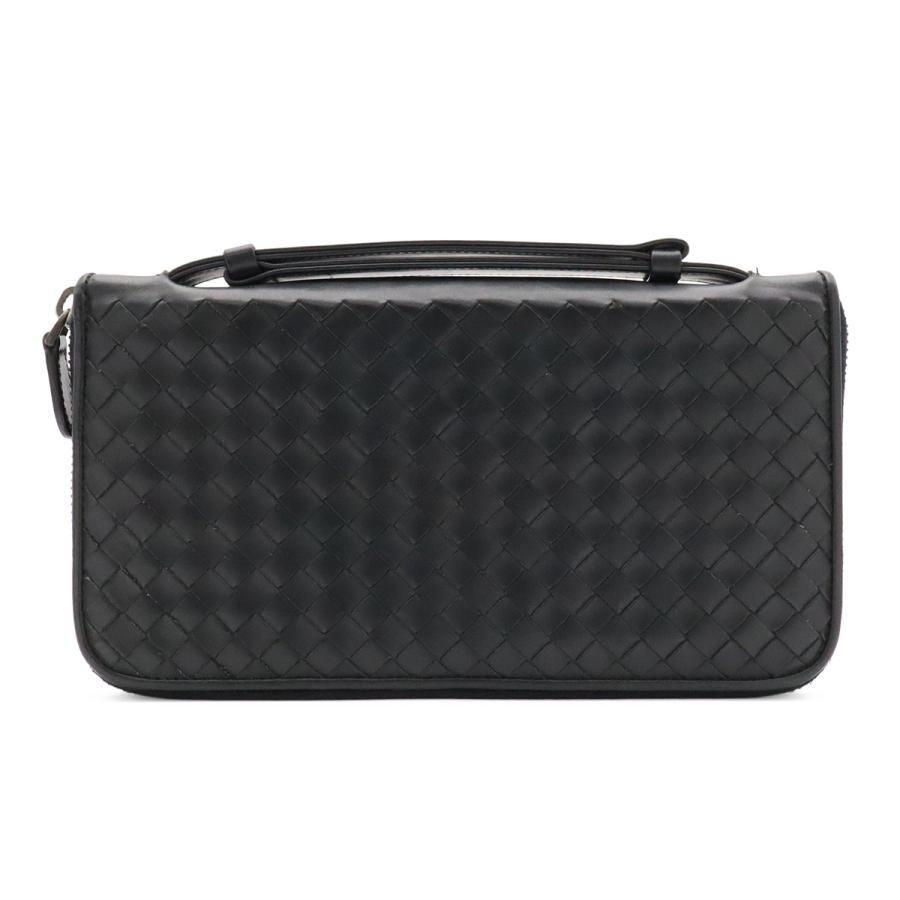 BOTTEGA VENETA ボッテガ ヴェネタ イントレチャート ラウンドファスナー 長財布 トラベルケース オーガナイザー レザー ブラック 黒 | BOTTEGA VENETA