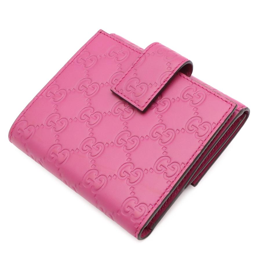 GUCCI グッチ BOWY ボウイ リボンモチーフ グッチシマ Wホック財布 ダブルホック財布 レザー パープルピンク系 ゴールド金具 | GUCCI | 01
