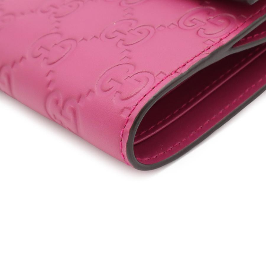 GUCCI グッチ BOWY ボウイ リボンモチーフ グッチシマ Wホック財布 ダブルホック財布 レザー パープルピンク系 ゴールド金具 | GUCCI | 02