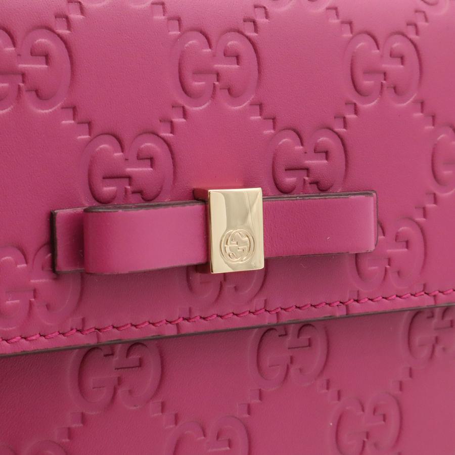 GUCCI グッチ BOWY ボウイ リボンモチーフ グッチシマ Wホック財布 ダブルホック財布 レザー パープルピンク系 ゴールド金具 | GUCCI | 03
