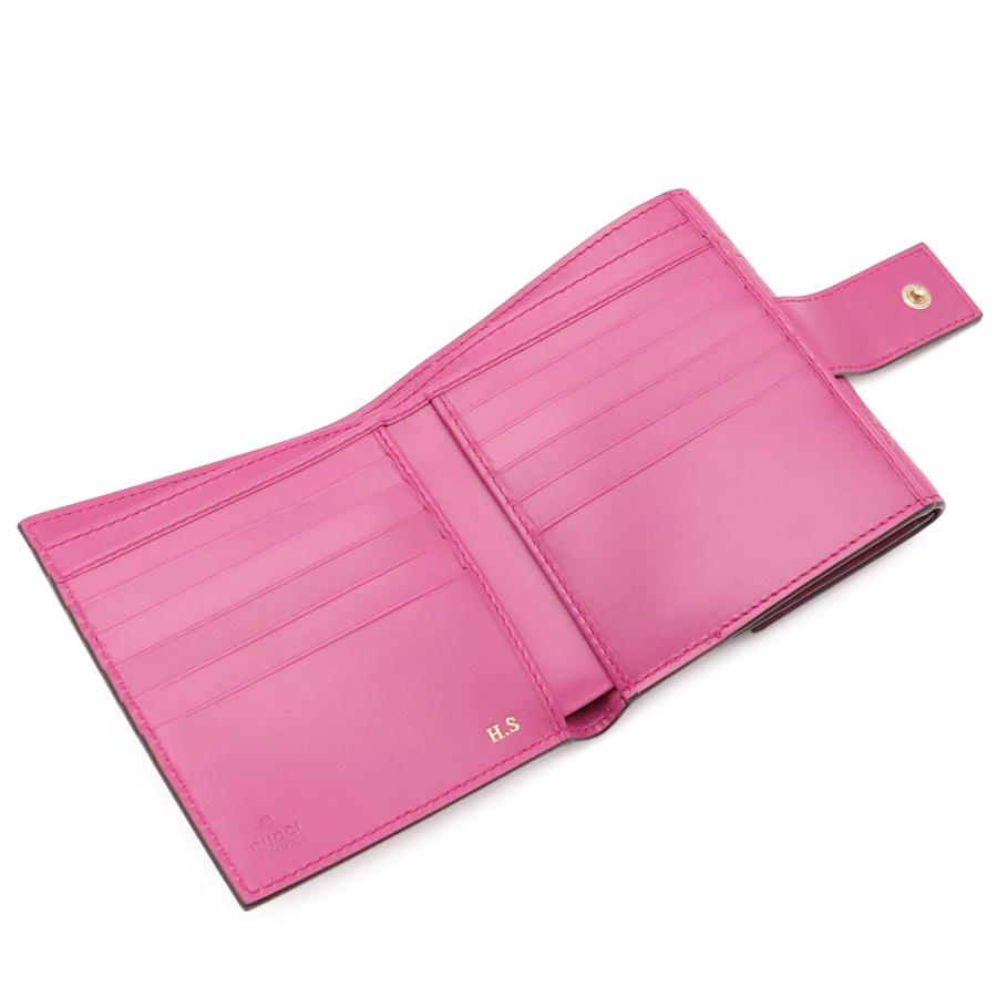 GUCCI グッチ BOWY ボウイ リボンモチーフ グッチシマ Wホック財布 ダブルホック財布 レザー パープルピンク系 ゴールド金具 | GUCCI | 04