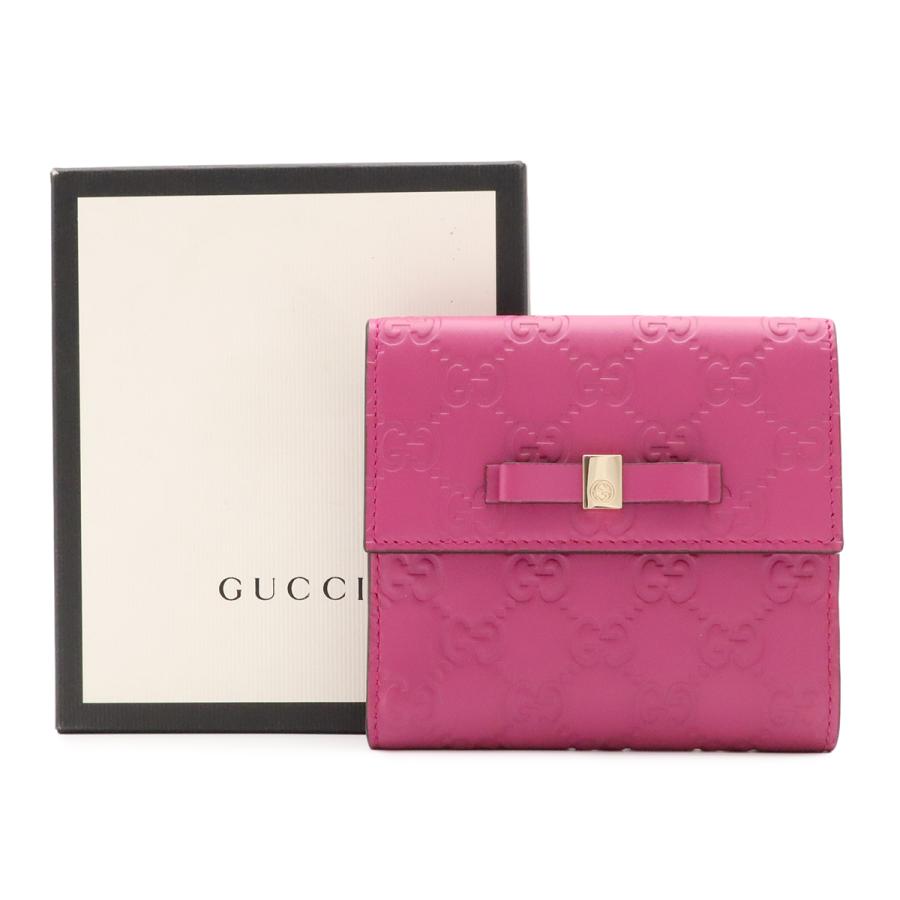 GUCCI グッチ BOWY ボウイ リボンモチーフ グッチシマ Wホック財布 ダブルホック財布 レザー パープルピンク系 ゴールド金具 | GUCCI | 07