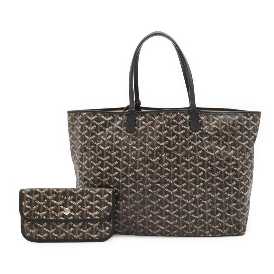 GOYARD ゴヤール サンルイPM トートバッグ ショルダーバッグ コーティングキャンバス PVC レザー ブラック 黒 ホワイト 白 ポーチ付き | GOYARD