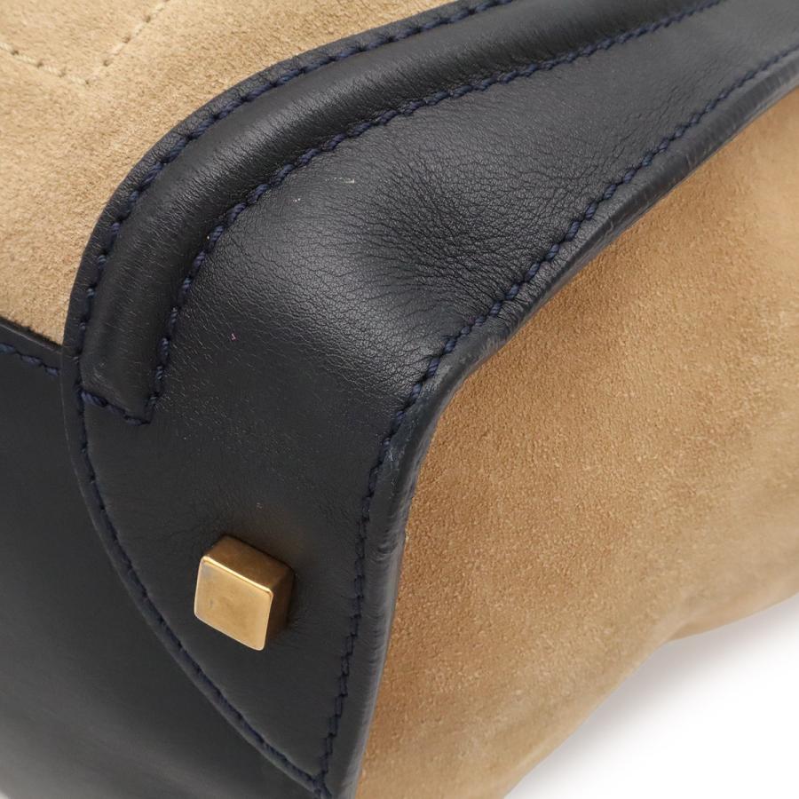 CELINE セリーヌ ラゲージ ミニショッパー トートバッグ ハンドバッグ スエード レザー ベージュ ブラック 黒 ゴールド金具 165213 | CELINE | 02