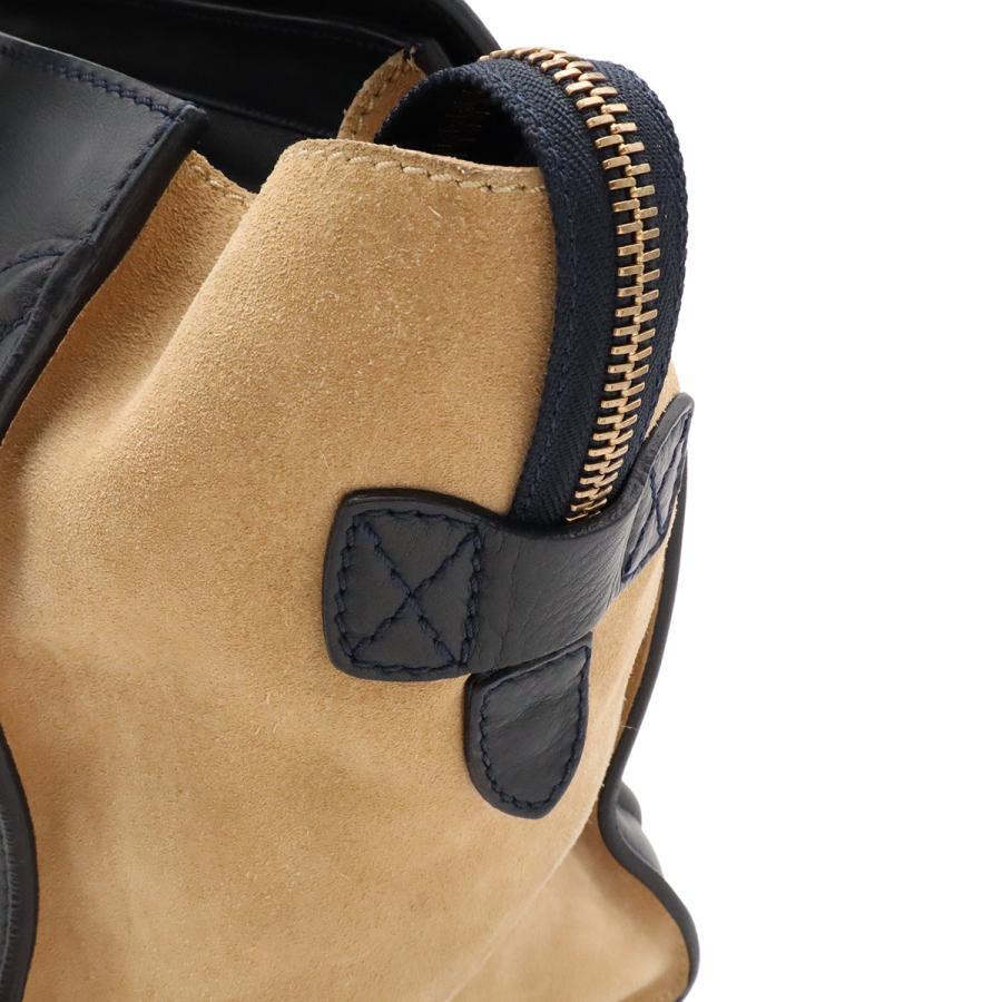 CELINE セリーヌ ラゲージ ミニショッパー トートバッグ ハンドバッグ スエード レザー ベージュ ブラック 黒 ゴールド金具 165213 | CELINE | 05
