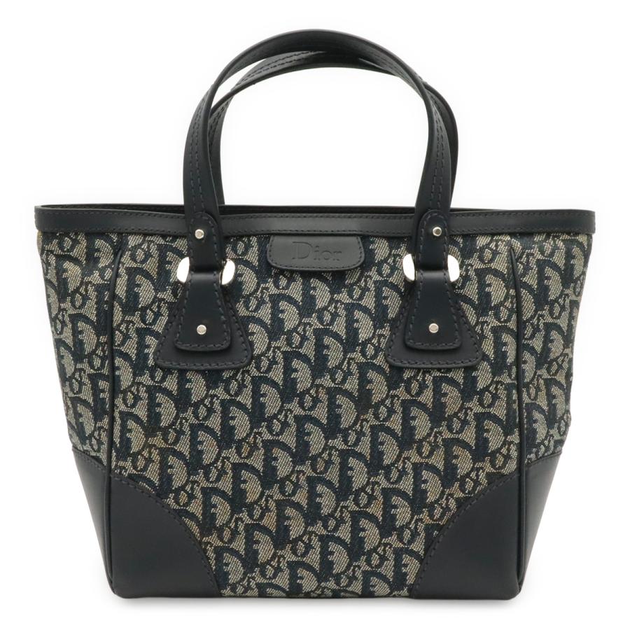 Christian Dior クリスチャン ディオール トロッター トートバッグ ハンドバッグ キャンバス レザー ネイビー 紺 シルバー金具 | Christian Dior