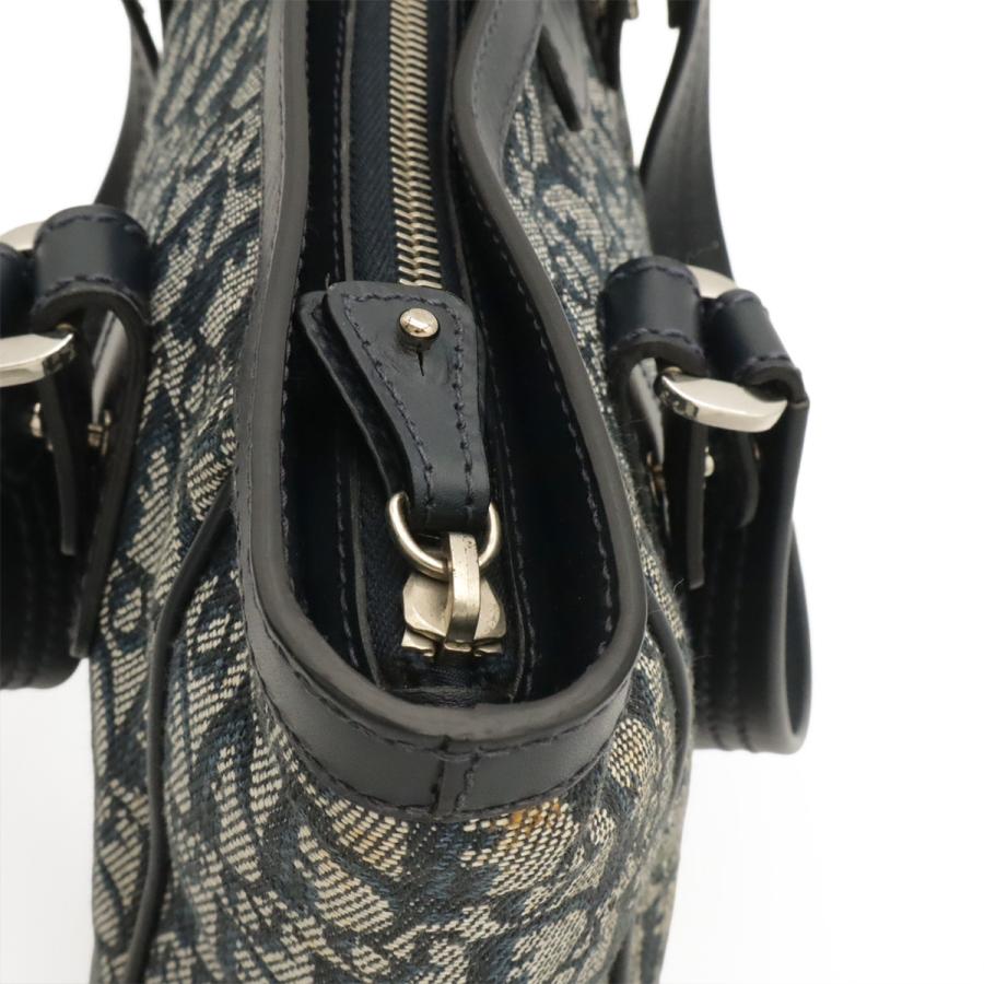 Christian Dior クリスチャン ディオール トロッター トートバッグ ハンドバッグ キャンバス レザー ネイビー 紺 シルバー金具 | Christian Dior | 05