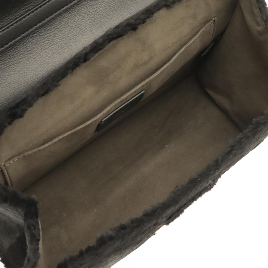 FENDI フェンディ キャナイエフ Fロゴ ハンドバッグ フラップバッグ 2WAY ショルダーバッグ セミショルダー ファー レザー ブラック 黒 | FENDI | 05