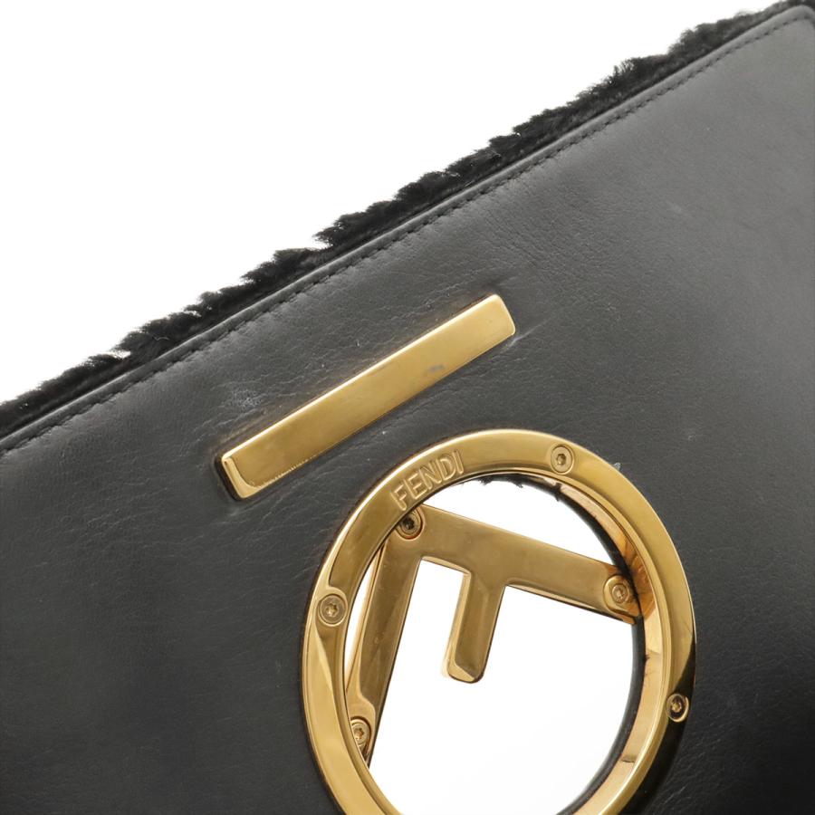 FENDI フェンディ キャナイエフ Fロゴ ハンドバッグ フラップバッグ 2WAY ショルダーバッグ セミショルダー ファー レザー ブラック 黒 | FENDI | 08