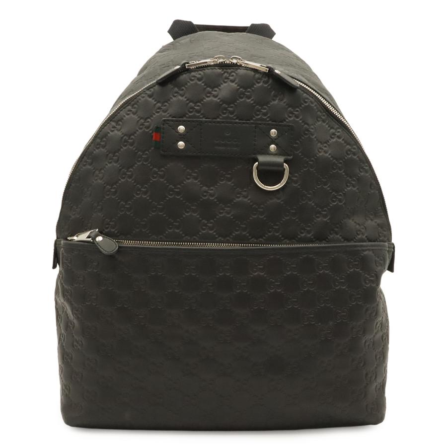 GUCCI グッチ グッチシマ バックパック リュックサック デイパック ラバーコーティングレザー ブラック 黒 シルバー金具 268184 | GUCCI