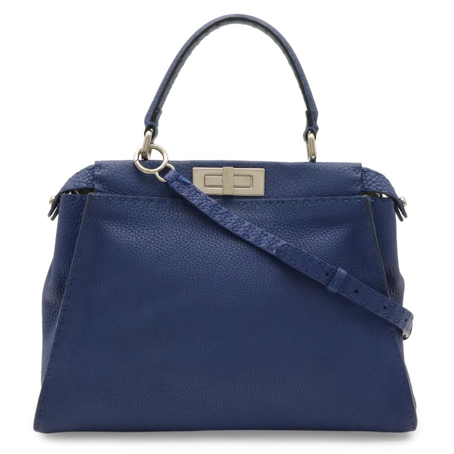 FENDI フェンディ セレリア ピーカブー レギュラー ハンドバッグ トートバッグ 2WAY ショルダーバッグ レザー ブルー 青 シルバー金具 | FENDI