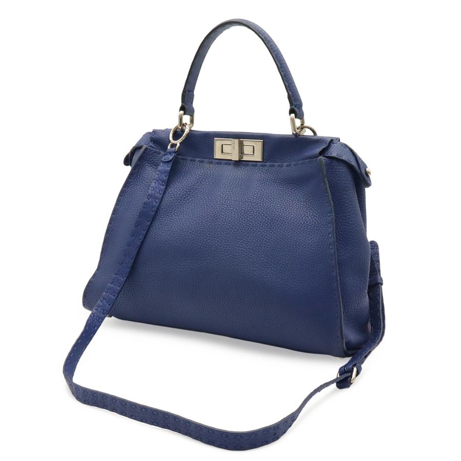FENDI フェンディ セレリア ピーカブー レギュラー ハンドバッグ トートバッグ 2WAY ショルダーバッグ レザー ブルー 青 シルバー金具 | FENDI | 01