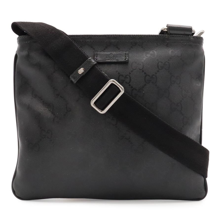 GUCCI グッチ GGインプリメ ショルダーバッグ ポシェット サコッシュ 斜め掛け PVC レザー ブラック 黒 シルバー金具 201538 | GUCCI