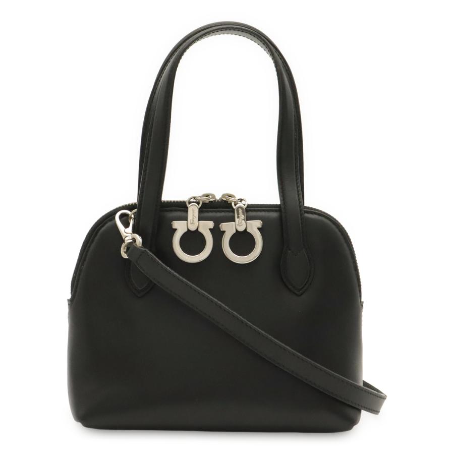 Salvatore Ferragamo サルヴァトーレ フェラガモ ガンチーニ ハンドバッグ ミニバッグ 2WAY ショルダーバッグ レザー ブラック 黒 | 