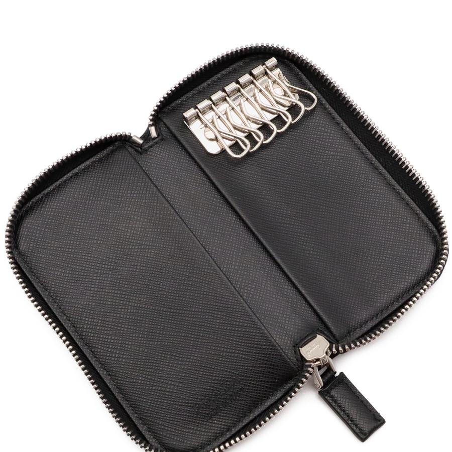 PRADA プラダ SAFFIANO サフィアーノ キーケース 6連 ラウンドファスナー レザー NERO 黒 ブラック シルバー金具 国内アウトレット購入品 | PRADA | 04