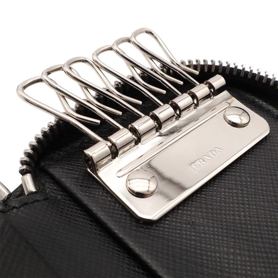 PRADA プラダ SAFFIANO サフィアーノ キーケース 6連 ラウンドファスナー レザー NERO 黒 ブラック シルバー金具 国内アウトレット購入品 | PRADA | 05
