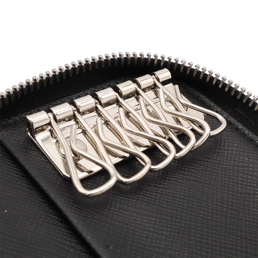 PRADA プラダ SAFFIANO サフィアーノ キーケース 6連 ラウンドファスナー レザー NERO 黒 ブラック シルバー金具 国内アウトレット購入品 | PRADA | 06