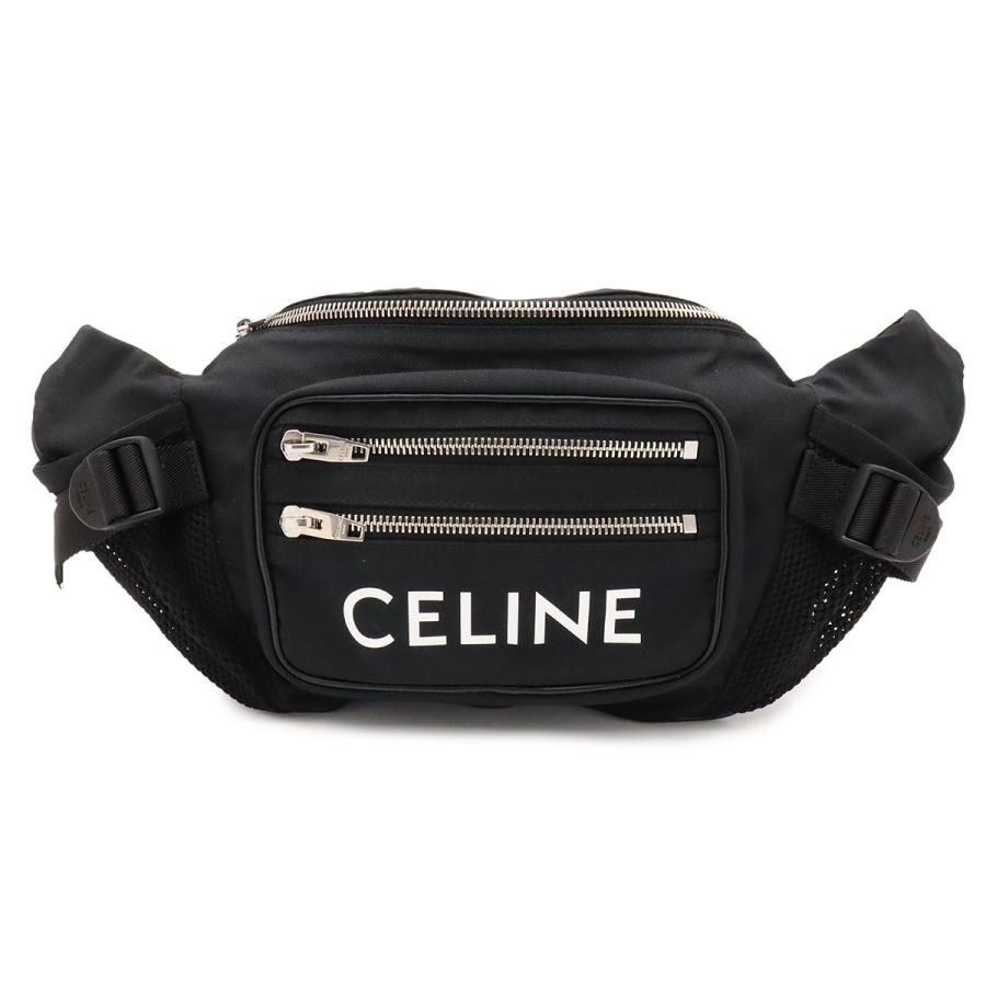 CELINE セリーヌ ミディアム トレッキング ベルトバッグ ロゴ ボディバッグ クロスボディ ナイロン ブラック 黒 ホワイト 白 198682 | CELINE