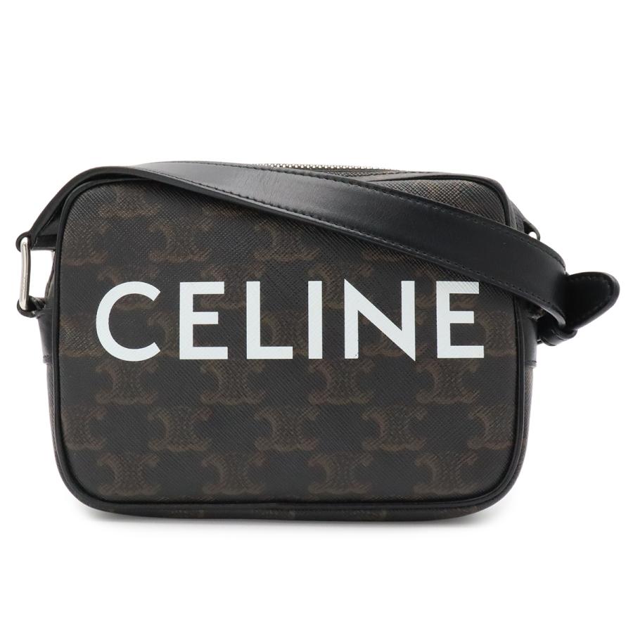 CELINE セリーヌ トリオンフ ミニ メッセンジャー ショルダーバッグ ポシェット 斜め掛け トリオンフキャンバス レザー ダークブラウン | CELINE