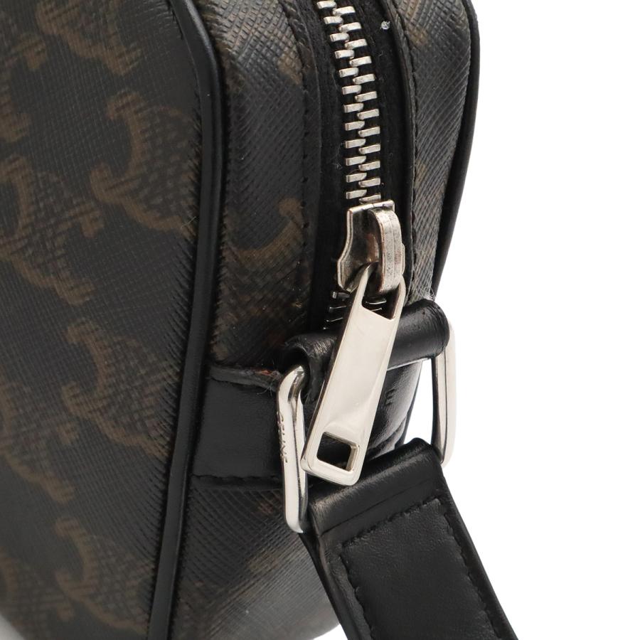 CELINE セリーヌ トリオンフ ミニ メッセンジャー ショルダーバッグ ポシェット 斜め掛け トリオンフキャンバス レザー ダークブラウン | CELINE | 05