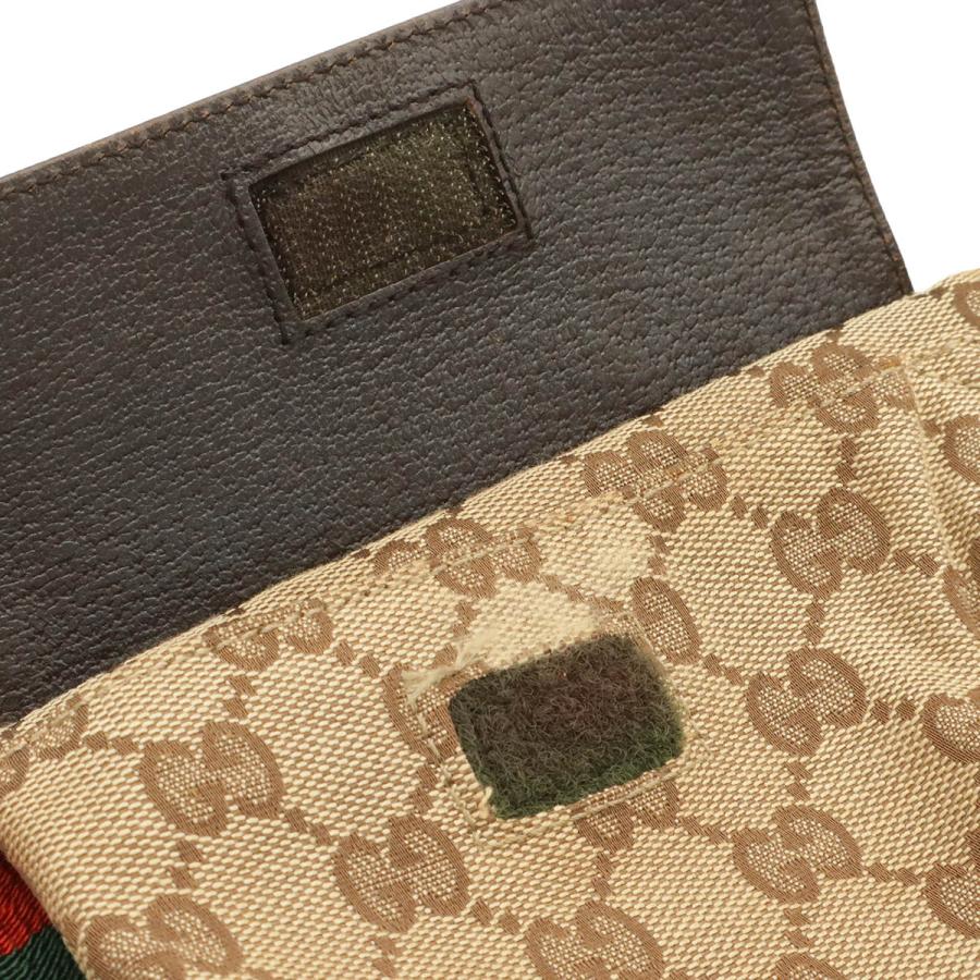 GUCCI グッチ GGキャンバス シェリーライン ボディバッグ ウエストポーチ ヒップバッグ レザー カーキベージュ ダークブラウン 茶 28566 | GUCCI | 07