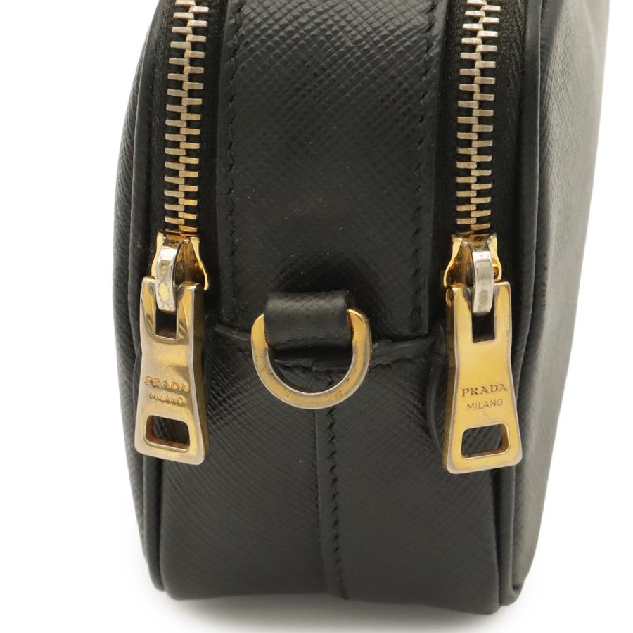 PRADA プラダ ロゴ ショルダーバッグ ショルダーポーチ ポシェット 2WAY クラッチバッグ レザー NERO 黒 ブラック 海外ブティック購入品 | PRADA | 04