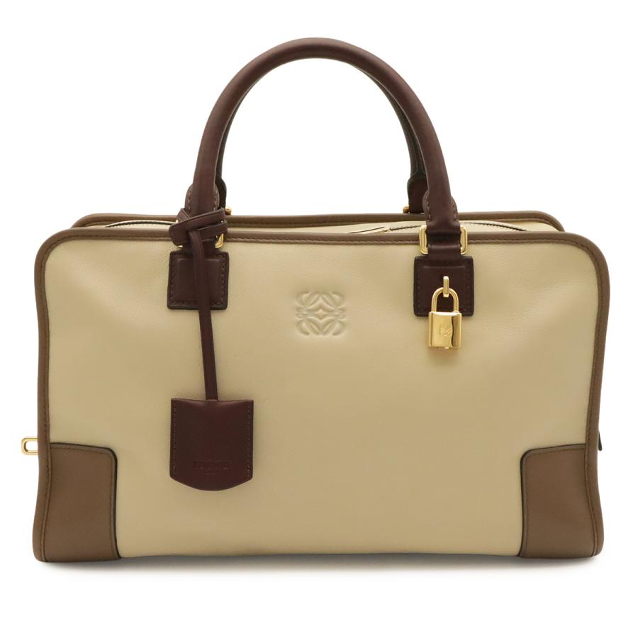 LOEWE ロエベ アマソナ36 アナグラム ハンドバッグ ミニボストンバッグ トリコロール レザー ベージュ モカブラウン ボルドー | LOEWE