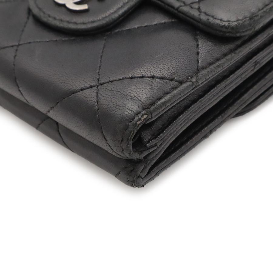 CHANEL シャネル マトラッセ ココマーク 2つ折財布 二つ折り Wホック財布 ダブルホック ラムスキン レザー ブラック 黒 シルバー金具 | CHANEL | 02