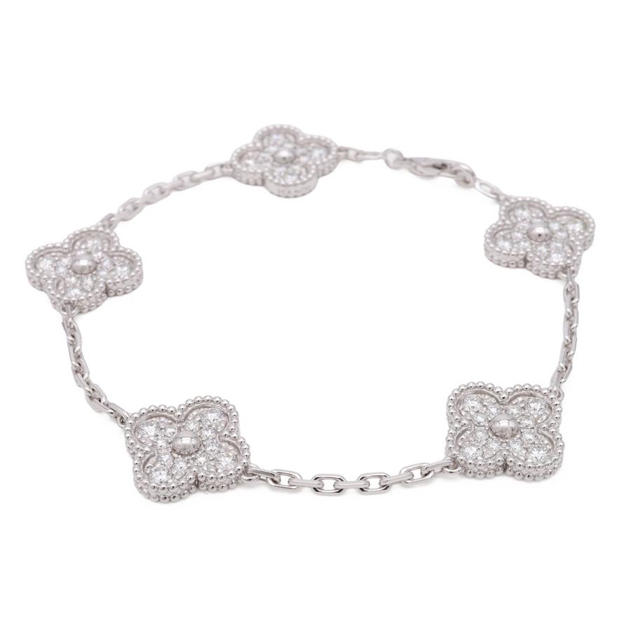 Van Cleef & Arpels ヴァン クリーフ & アーペル ヴィンテージアルハンブラ ブレスレット 5モチーフ K18WG D2.41ct VCARA41500 | Van Cleef ＆ Arpels