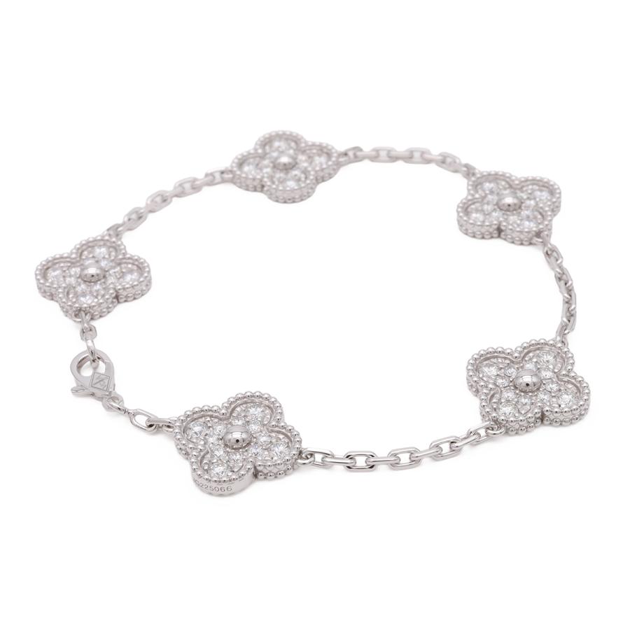 Van Cleef & Arpels ヴァン クリーフ & アーペル ヴィンテージアルハンブラ ブレスレット 5モチーフ K18WG D2.41ct VCARA41500 | Van Cleef ＆ Arpels | 01