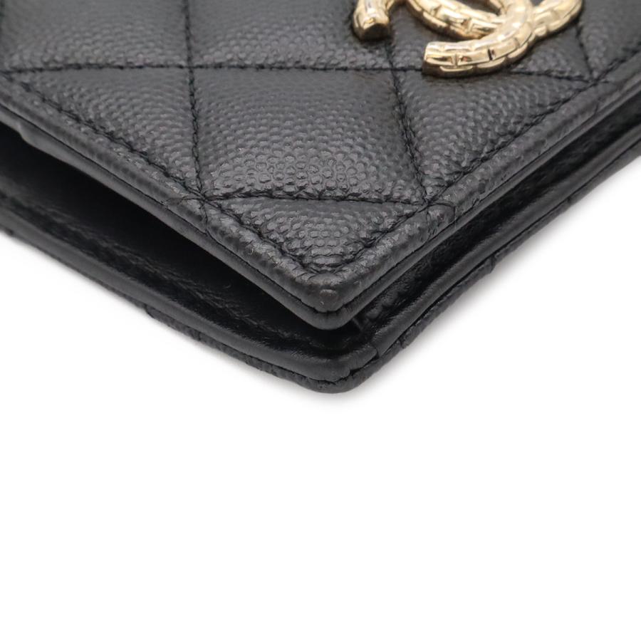 CHANEL シャネル メティエダールコレクション マトラッセ ココマーク コンパクトウォレット 2つ折財布 二つ折り キャビアスキン ブラック | CHANEL | 02