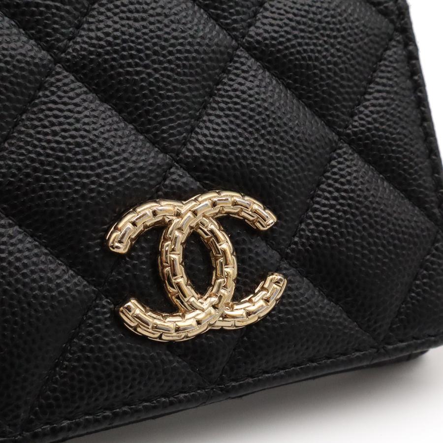 CHANEL シャネル メティエダールコレクション マトラッセ ココマーク コンパクトウォレット 2つ折財布 二つ折り キャビアスキン ブラック | CHANEL | 03