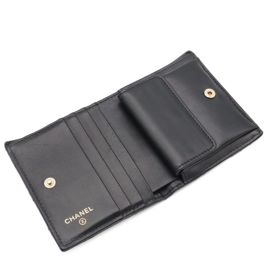 CHANEL シャネル メティエダールコレクション マトラッセ ココマーク コンパクトウォレット 2つ折財布 二つ折り キャビアスキン ブラック | CHANEL | 05