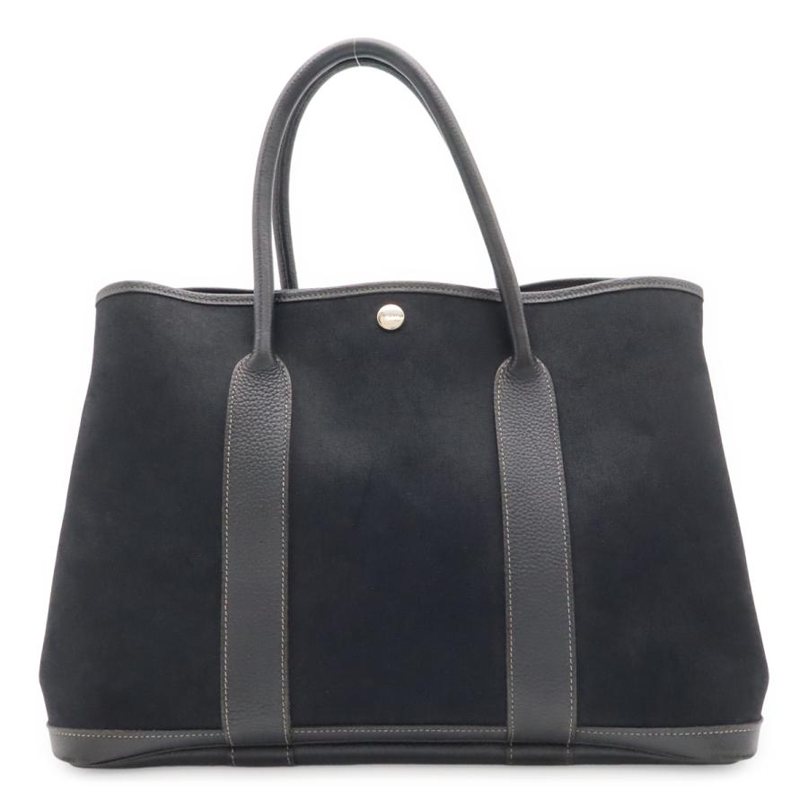 HERMES エルメス ガーデンパーティPM トートバッグ ハンドバッグ ショルダーバッグ トワルオフィシエ レザー ブラック 黒 シルバー金具 | HERMES