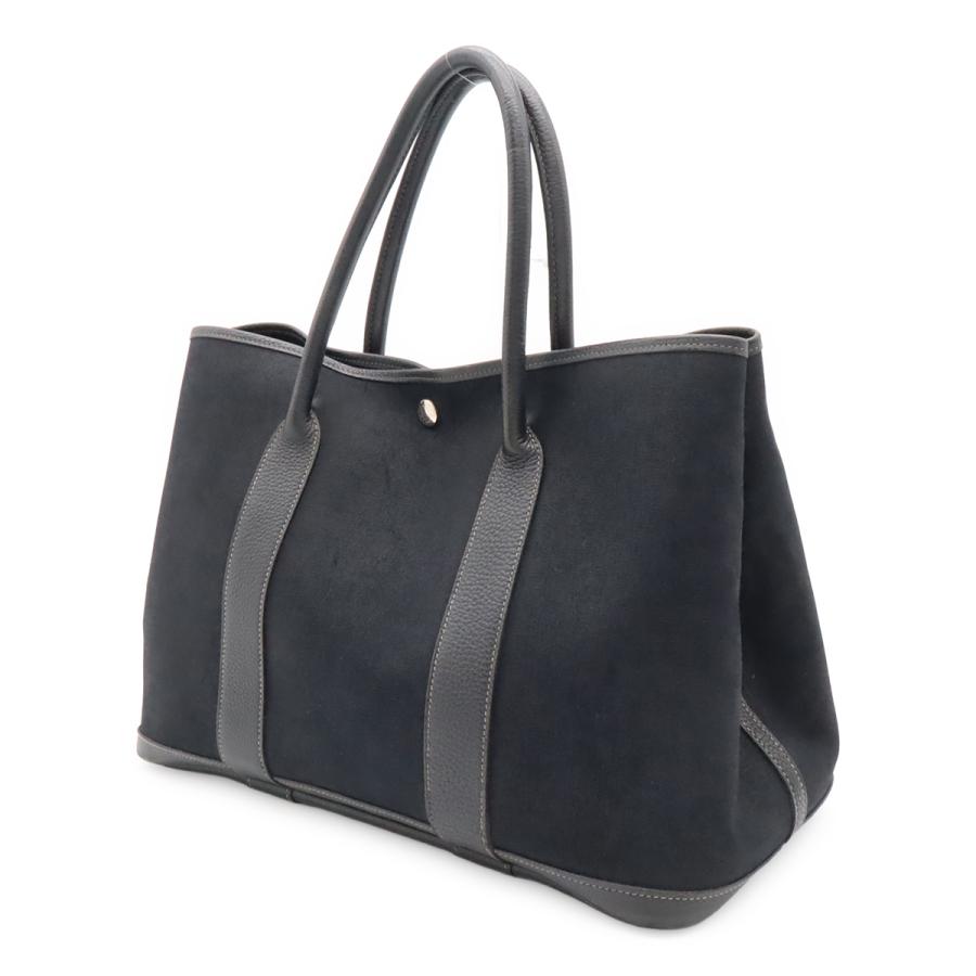 HERMES エルメス ガーデンパーティPM トートバッグ ハンドバッグ ショルダーバッグ トワルオフィシエ レザー ブラック 黒 シルバー金具 | HERMES | 01