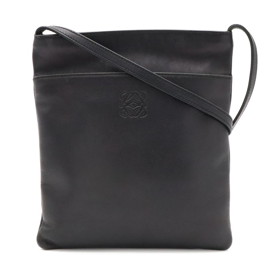 LOEWE ロエベ アナグラム ポシェット ショルダーバッグ ショルダーポーチ サコッシュ 斜め掛け レザー ブラック 黒 | LOEWE