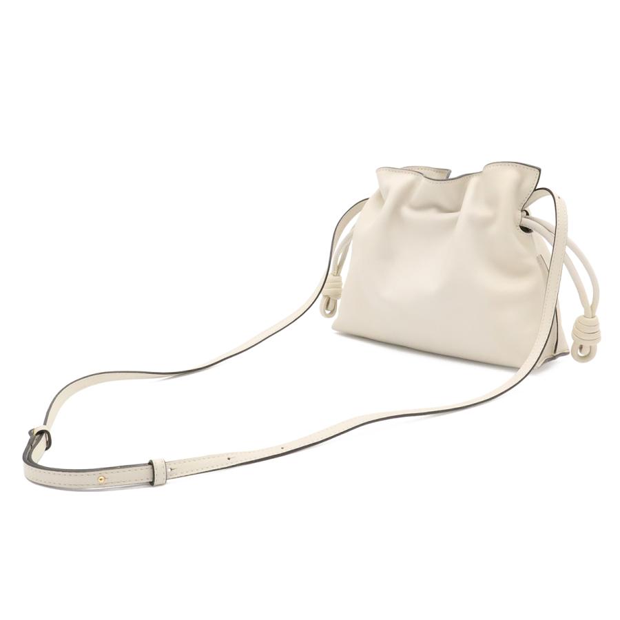 LOEWE ロエベ アナグラム フラメンコ クラッチ ミニ ショルダーバッグ ポシェット 2WAY クラッチバッグ 巾着 レザー オフホワイト 白 | LOEWE | 01