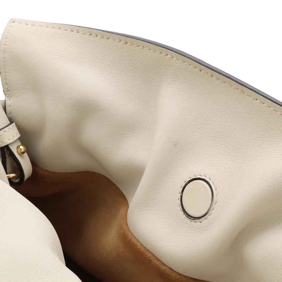 LOEWE ロエベ アナグラム フラメンコ クラッチ ミニ ショルダーバッグ ポシェット 2WAY クラッチバッグ 巾着 レザー オフホワイト 白 | LOEWE | 06