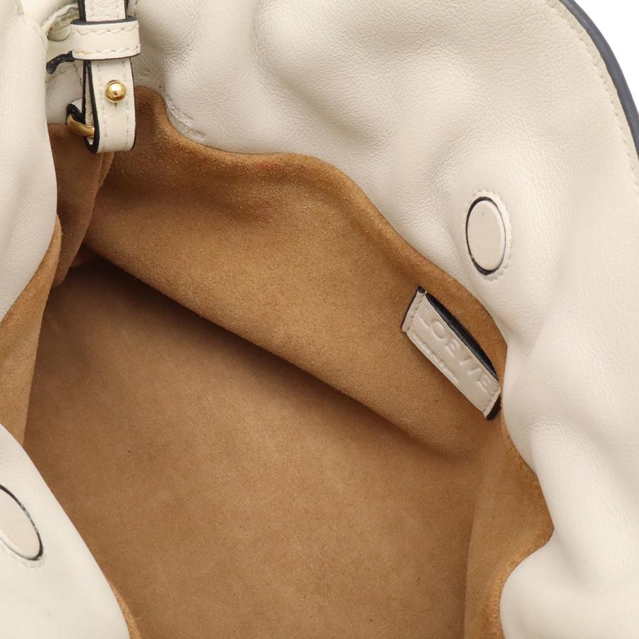 LOEWE ロエベ アナグラム フラメンコ クラッチ ミニ ショルダーバッグ ポシェット 2WAY クラッチバッグ 巾着 レザー オフホワイト 白 | LOEWE | 07
