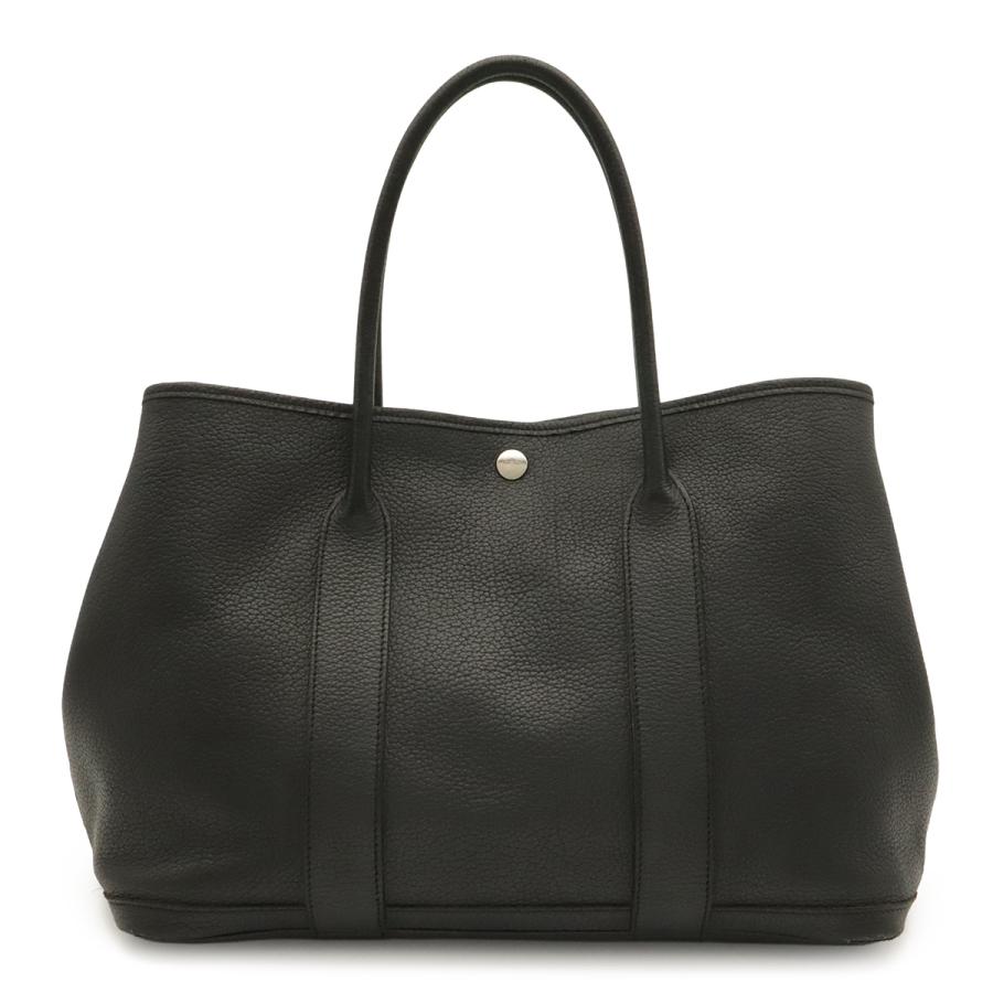HERMES エルメス ガーデンパーティPM トートバッグ ハンドバッグ ネゴンダ レザー ブラック 黒 シルバー金具 □L刻印 | HERMES