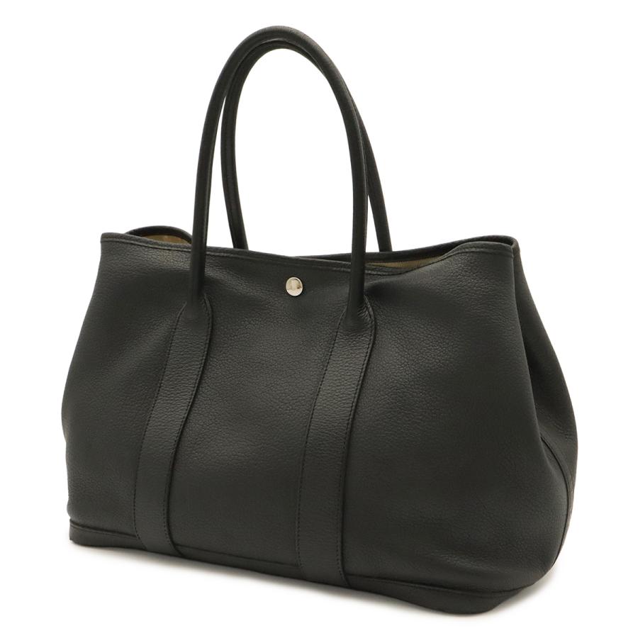 HERMES エルメス ガーデンパーティPM トートバッグ ハンドバッグ ネゴンダ レザー ブラック 黒 シルバー金具 □L刻印 | HERMES | 01
