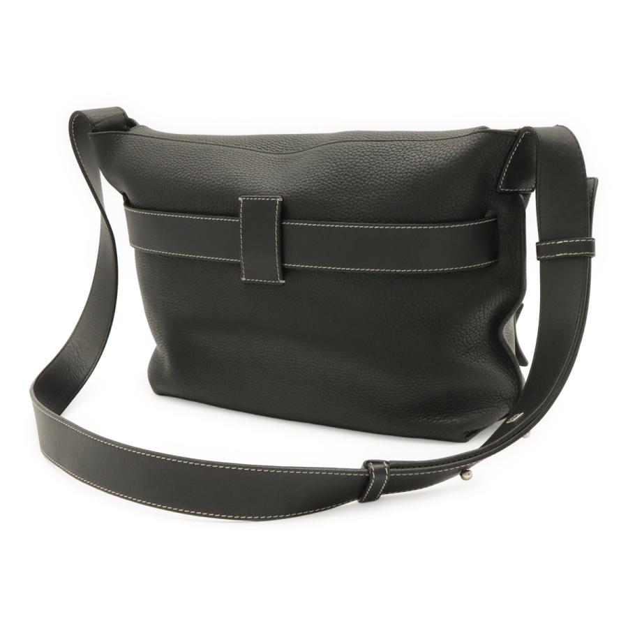LOEWE ロエベ アナグラム ベルト コレクション メッセンジャー ベルト ショルダーバッグ レザー ブラック 黒 シルバー金具 | LOEWE | 01