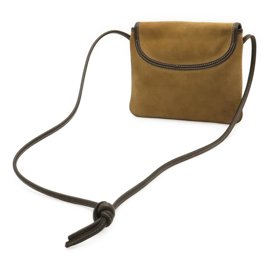 LOEWE ロエベ ヴィンテージ アナグラム ショルダーバッグ ポシェット 斜め掛け スエード レザー ライトカーキ系 ダークブラウン | LOEWE | 01