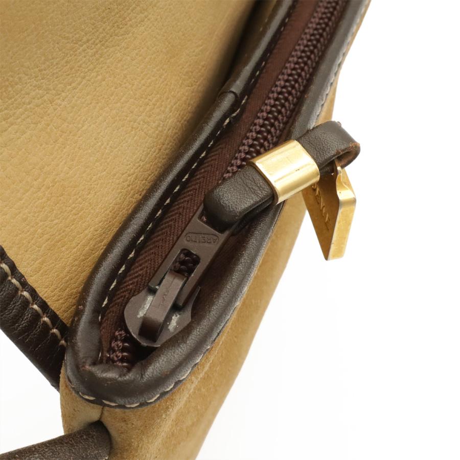 LOEWE ロエベ ヴィンテージ アナグラム ショルダーバッグ ポシェット 斜め掛け スエード レザー ライトカーキ系 ダークブラウン | LOEWE | 04