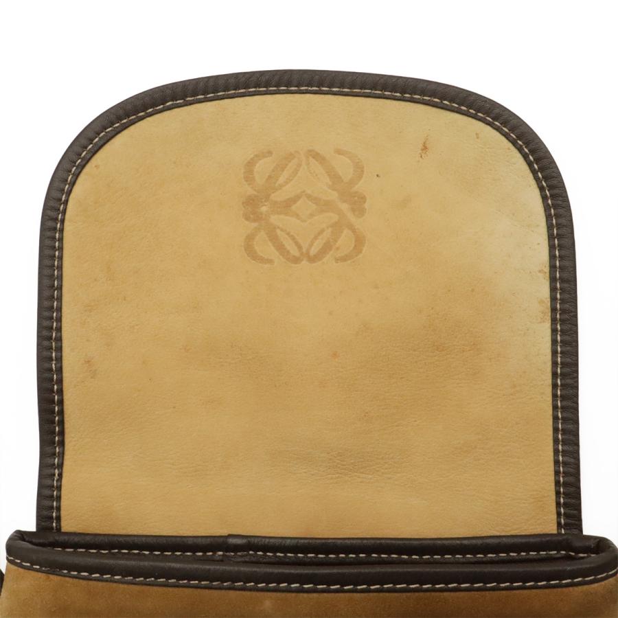LOEWE ロエベ ヴィンテージ アナグラム ショルダーバッグ ポシェット 斜め掛け スエード レザー ライトカーキ系 ダークブラウン | LOEWE | 08