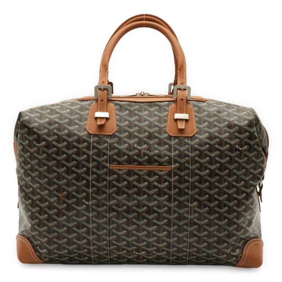GOYARD ゴヤール ボーイング45 ボストンバッグ ヘリンボーン柄 PVC ブラック 黒 ブラウン 茶 シルバー金具 ストラップ欠品 | GOYARD