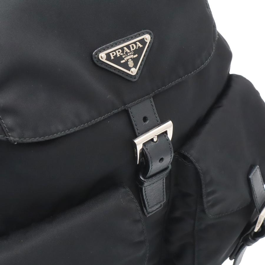 PRADA プラダ トライアングルロゴ バックパック リュックサック デイパック ナイロン レザー NERO 黒 ブラック シルバー金具 1BZ811 | PRADA | 06