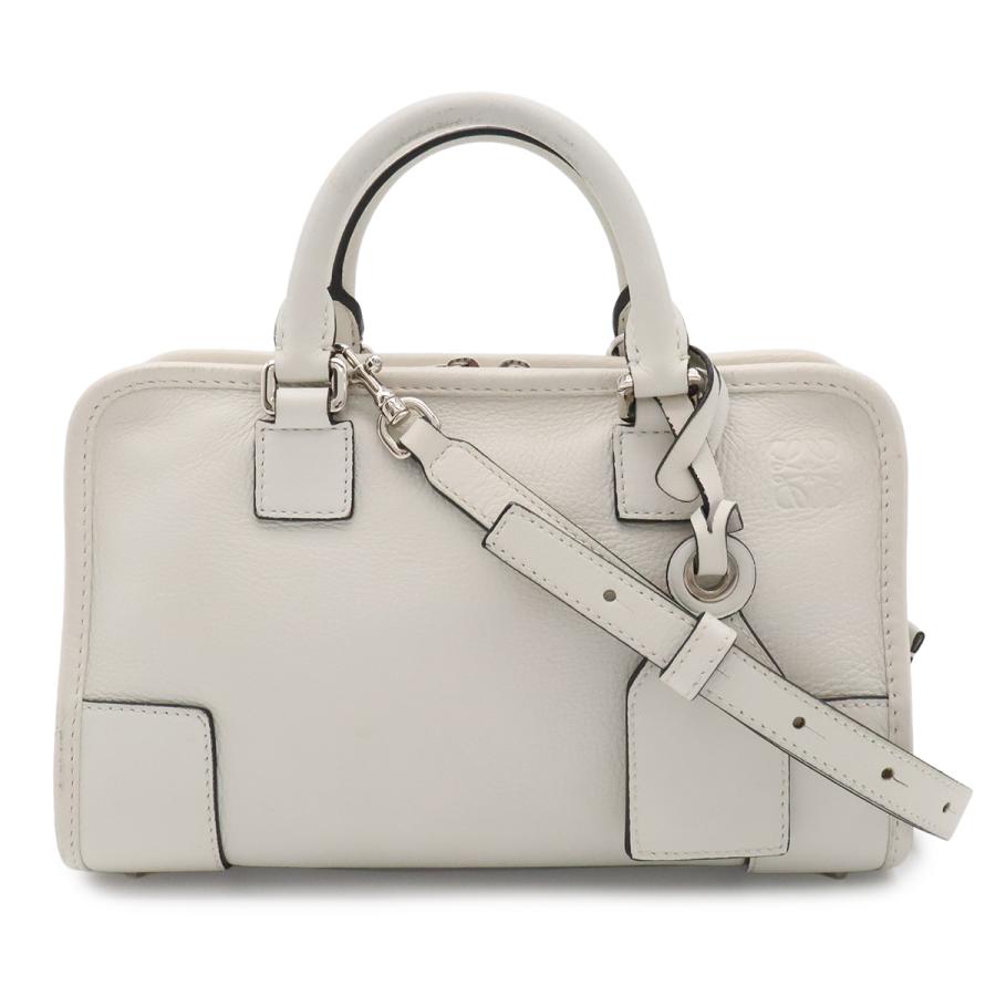 LOEWE ロエベ アマソナ23 アナグラム ハンドバッグ ミニボストン 2WAY ショルダーバッグ 斜め掛け レザー ホワイト 白 シルバー金具 | LOEWE