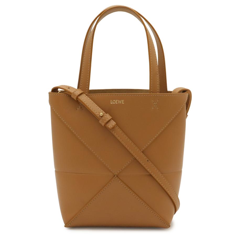 LOEWE ロエベ パズル フォルド トート ミニ トートバッグ ハンドバッグ 2WAYショルダー シャイニーカーフ ウォームデザート キャメル | LOEWE