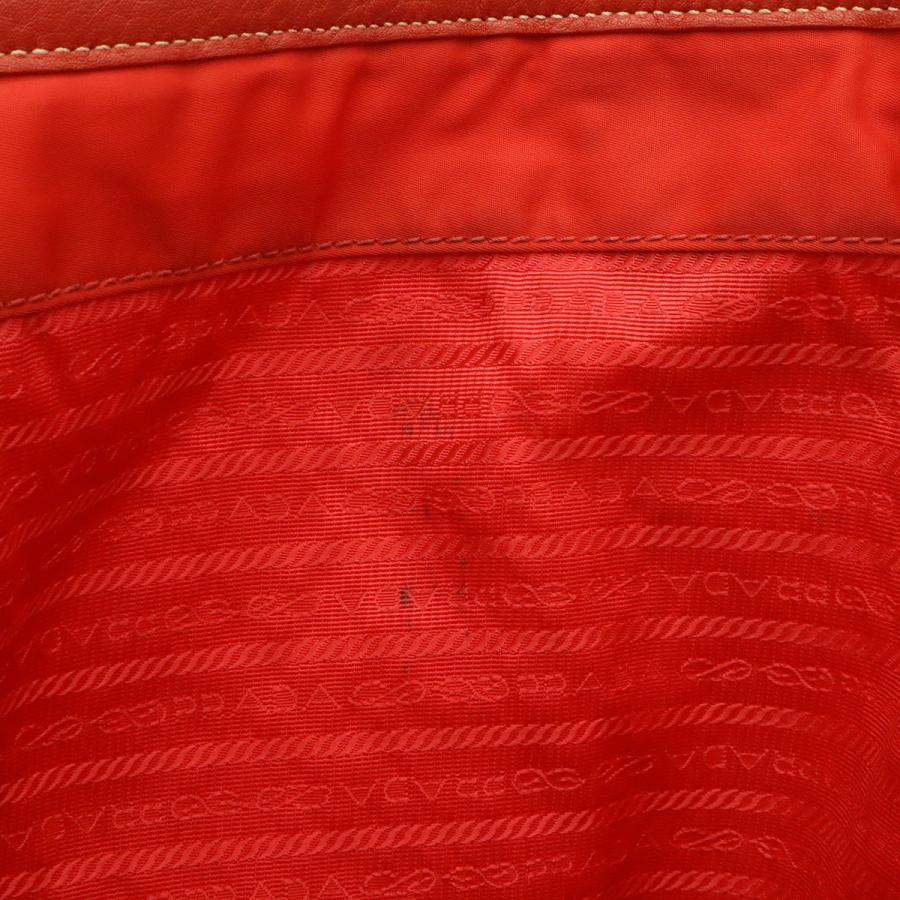 PRADA プラダ ロゴ トートバッグ ショルダーバッグ ナイロン レザー レッド 赤 ゴールド金具 | PRADA | 06